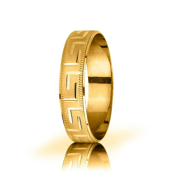 Unisex 1.5 Grams 14K White Gold 6 MM Greek Key Band Ring Size 8 